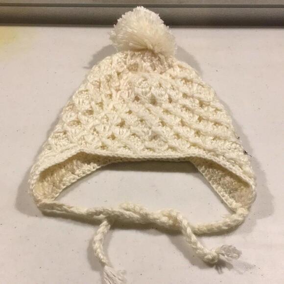 Neff knit pom earflap tie warm winter beanie used pre owned - Picture 3 of 3